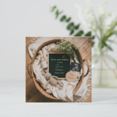 Editable boho neutrale Schwangerschaftsankündigung Einladung (Stehend Vorderseite)