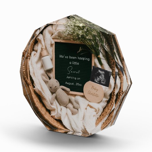 Editable boho neutrale Schwangerschaftsankündigung Fotoblock (Rechts)