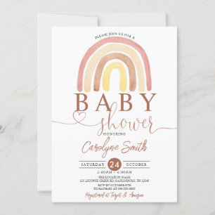 Editable Boho Rainbow Baby Shower Einladung