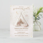 Editable Boho Sleepunder Party Birthday Einladung (Stehend Vorderseite)