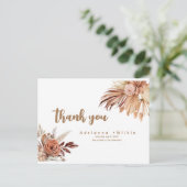 Editable Boho und Pampas Danke Karte. Postkarte (Stehend Vorderseite)