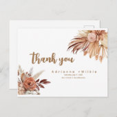 Editable Boho und Pampas Danke Karte. Postkarte (Vorne/Hinten)