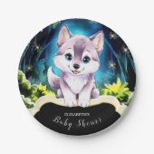Editable Boho Wolf Baby Shower Pappteller (Vorderseite)