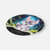 Editable Boho Wolf Baby Shower Pappteller (Schrägansicht)