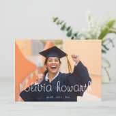 Editable Bold Script Grad Graduate Two Foto Ankündigung (Stehend Vorderseite)