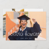 Editable Bold Script Grad Graduate Two Foto Ankündigung (Vorne/Hinten)