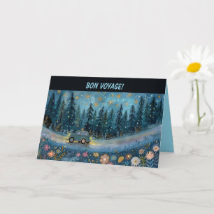 Editable Bon Voyage Car und Blume Karte