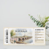 Editable Bordeaux Flugzeug Ticket, Frankreich Trip Einladung (Stehend Vorderseite)