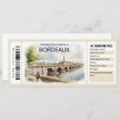 Editable Bordeaux Flugzeug Ticket, Frankreich Trip Einladung (Vorne/Hinten)
