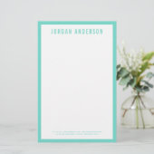 EDITABLE Border Color Modern Fett Name Briefpapier (Stehend Vorderseite)