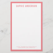 EDITABLE Border Color Modern Fett Name Briefpapier (Vorderseite)