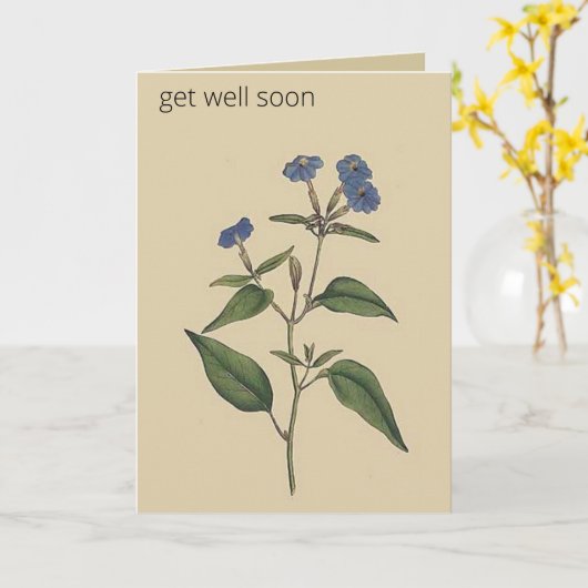 Editable Botanical Tall Browallia Gruß Karte (Gelbe Blume)