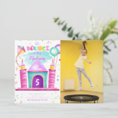 Editable Bounce Birthday Foto Einladung (Stehend Vorderseite)