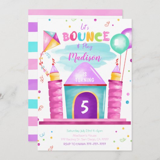 Editable Bounce Einladung Geburtstag (Vorne/Hinten)