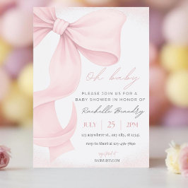 Editable Bow Baby Shower Invitation Template Pink Einladung
