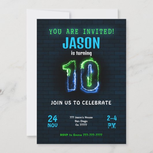 Editable Boy Birthday Einladung (Vorderseite)