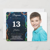 Editable Boy Birthday Foto Einladung (Vorderseite)