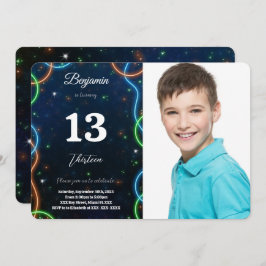 Editable Boy Birthday Foto Einladung