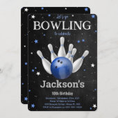 Editable Boy Bowling Einladung (Vorne/Hinten)