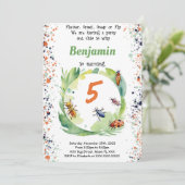 Editable Boy Bug Birthday Party Einladung (Stehend Vorderseite)