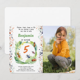 Editable Boy Bug Birthday Party Foto Einladung