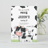 Editable Boy Cow Birthday Einladung (Stehend Vorderseite)
