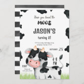 Editable Boy Cow Birthday Einladung (Vorne/Hinten)
