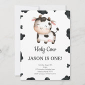Editable Boy Cow Birthday Einladung (Vorderseite)