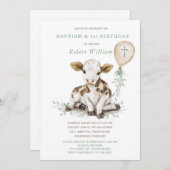 Editable Boy First Birthday und Baptisse Einladung (Vorne/Hinten)