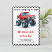 Editable Boy Monster Truck Geburtstag Einladung (Stehend Vorderseite)