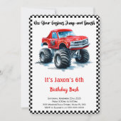 Editable Boy Monster Truck Geburtstag Einladung (Vorderseite)