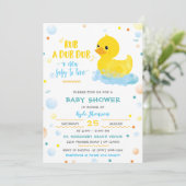 Editable Boy Rubber Duck Baby Duck Einladung (Stehend Vorderseite)