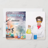 Editable Boy Science Birthday Party Foto Einladung (Vorderseite)