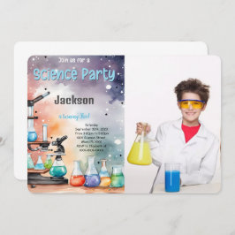 Editable Boy Science Birthday Party Foto Einladung