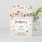 Editable Boy Woodland Birthday Einladung (Stehend Vorderseite)
