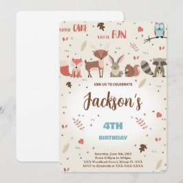 Editable Boy Woodland Birthday Einladung