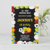 Editable Boys Athletic Party Einladung (Stehend Vorderseite)