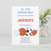 Editable Boys Athletic Party Einladung (Stehend Vorderseite)