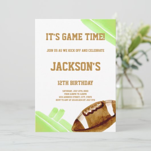 Editable Boys Game Day Party laden ein Einladung (Stehend Vorderseite)