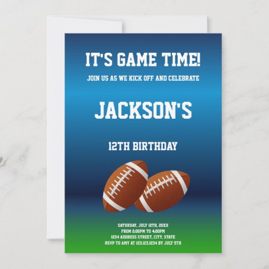 Editable Boys Game Day Sports Party laden ein Einladung (Vorderseite)