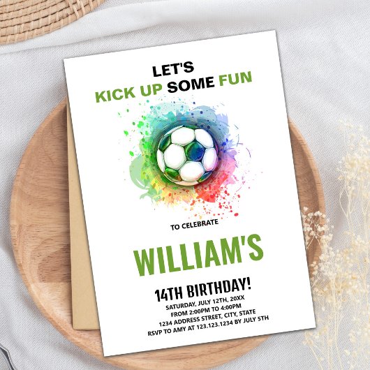 Editable Boys Sports Party Card mit Ball & Goal Einladung