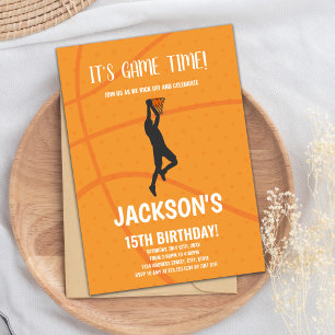 Editable Boys Sports Party Card mit Dark Court Einladung