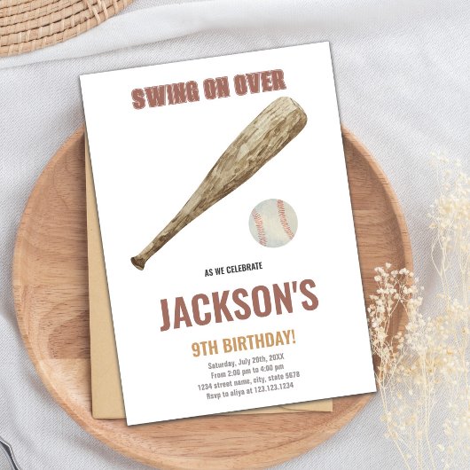 Editable Boys Sports Party Card mit klassischem Ba Einladung