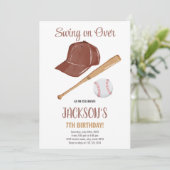 Editable Boys Sports Party Card mit Red Stitch De Einladung (Stehend Vorderseite)