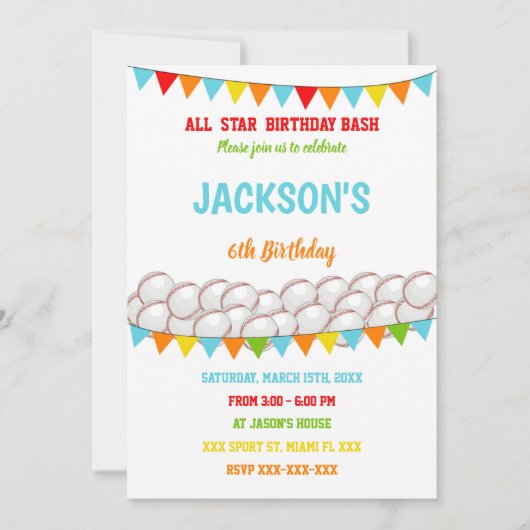 Editable Boys Sports Party Einladung für Kleines G (Vorderseite)