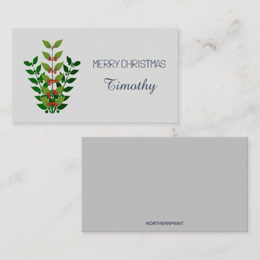 Editable Branches und Berries Weihnachten Platzkarte (Vorne/Hinten)