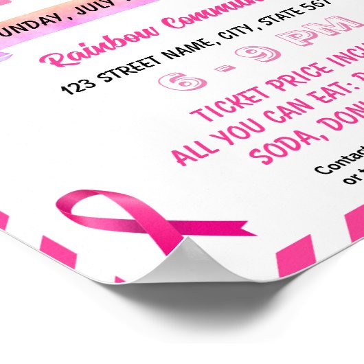 Editable Breast Cancer Benefit Fundraiser Vorlage Poster (Ecke)
