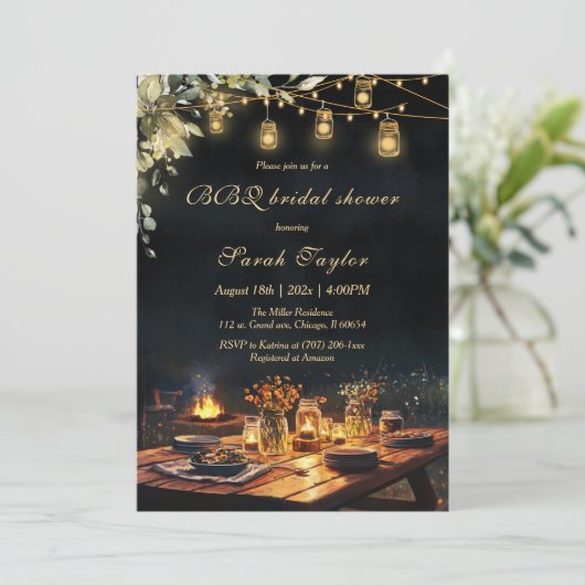 Editable Bridal Shower Einladungen mit GRILLEN (Stehend Vorderseite)