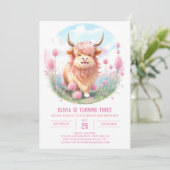 Editable Brown Highland Cow Birthday Einladung (Stehend Vorderseite)
