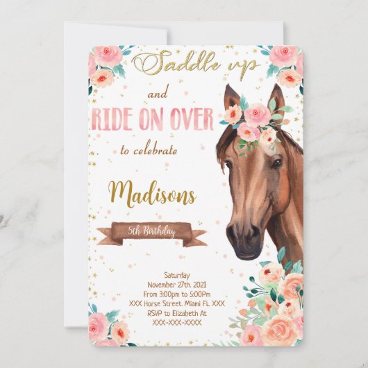 Editable Brown Horse Einladung (Vorderseite)